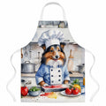 Sheltie The Chef Apron Cooking Kitchen Server Baking Crafts Gardening for Adult Women Men, Unisex, Large, Multicolor