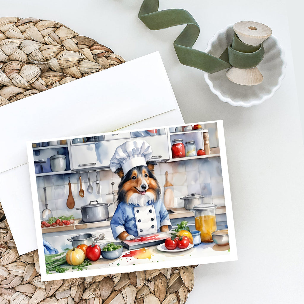 Sheltie The Chef Greeting Cards Pack of 8 Blank Cards with Envelopes Whimsical A7 Size 5x7