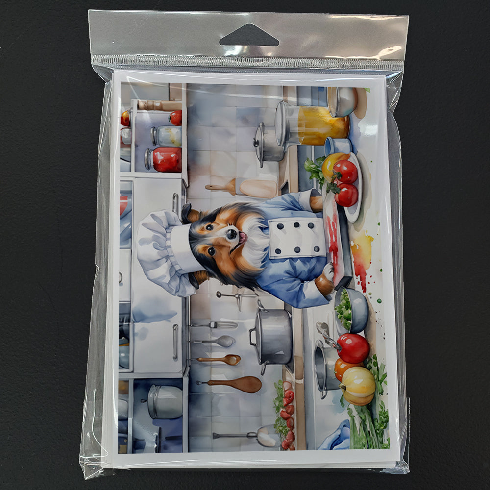 Sheltie The Chef Greeting Cards Pack of 8 Blank Cards with Envelopes Whimsical A7 Size 5x7