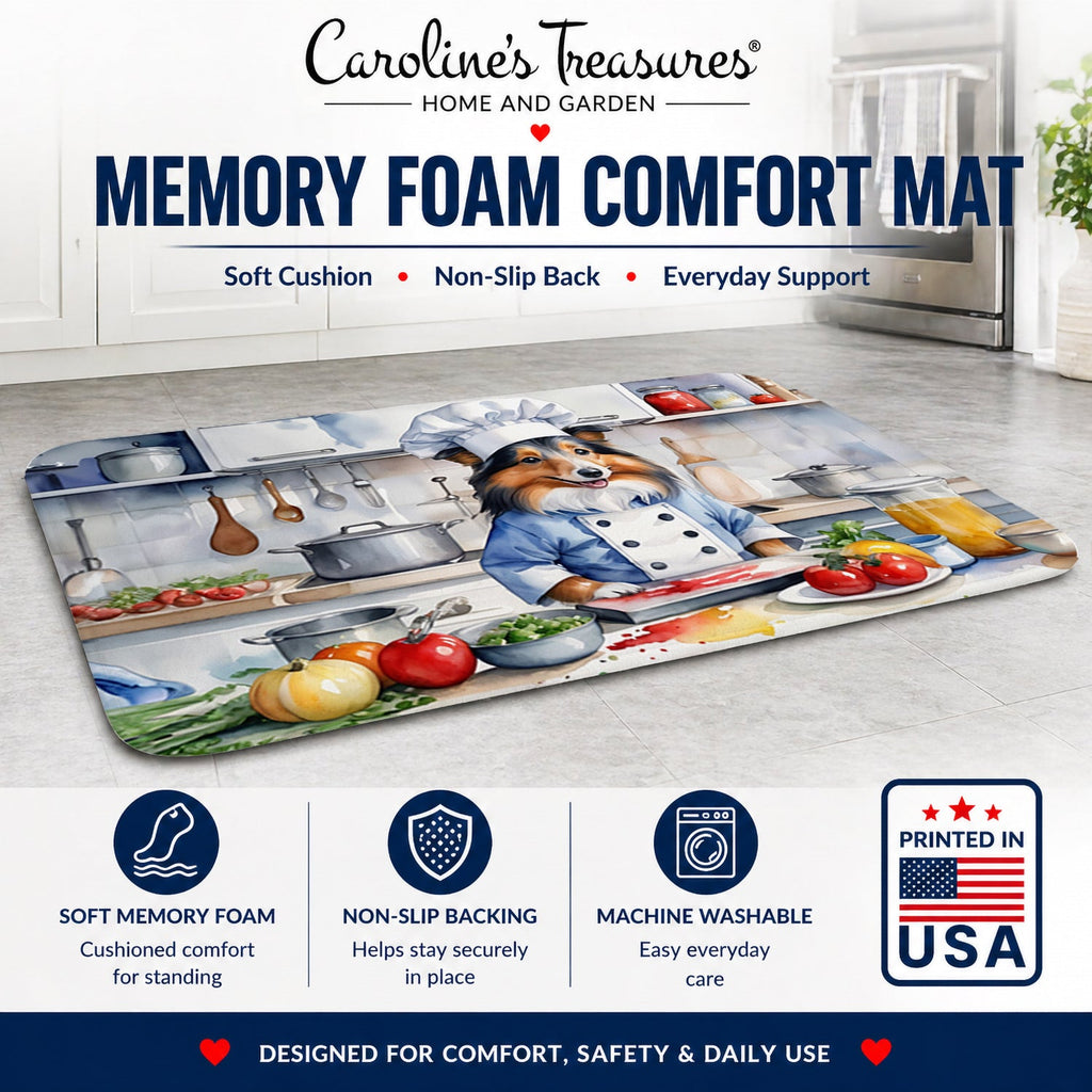 Sheltie The Chef Memory Foam Kitchen Mat Machine Washable Anti-Fatigue Cushion Comfort Bath or Kitchen Rug