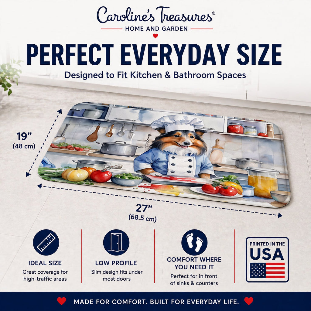 Sheltie The Chef Memory Foam Kitchen Mat Machine Washable Anti-Fatigue Cushion Comfort Bath or Kitchen Rug