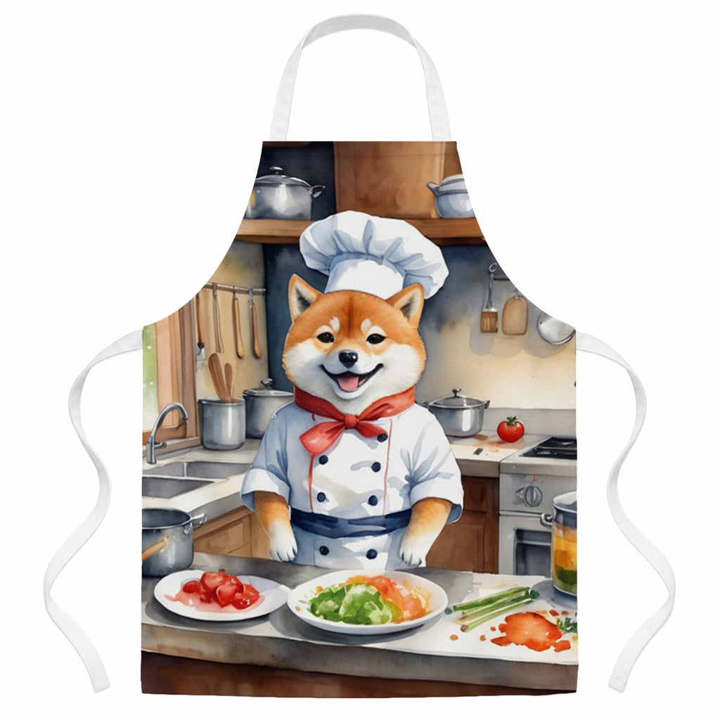 Shiba Inu The Chef Apron Cooking Kitchen Server Baking Crafts Gardening for Adult Women Men, Unisex, Large, Multicolor