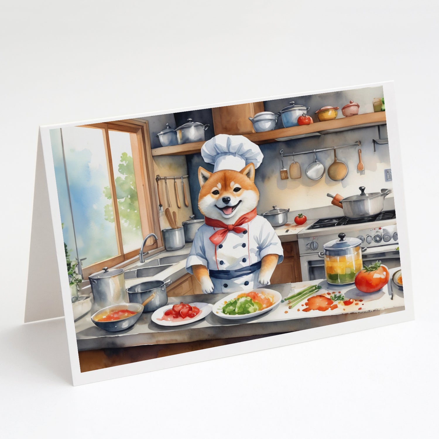 Shiba Inu The Chef Greeting Cards Pack of 8 Blank Cards with Envelopes Whimsical A7 Size 5x7