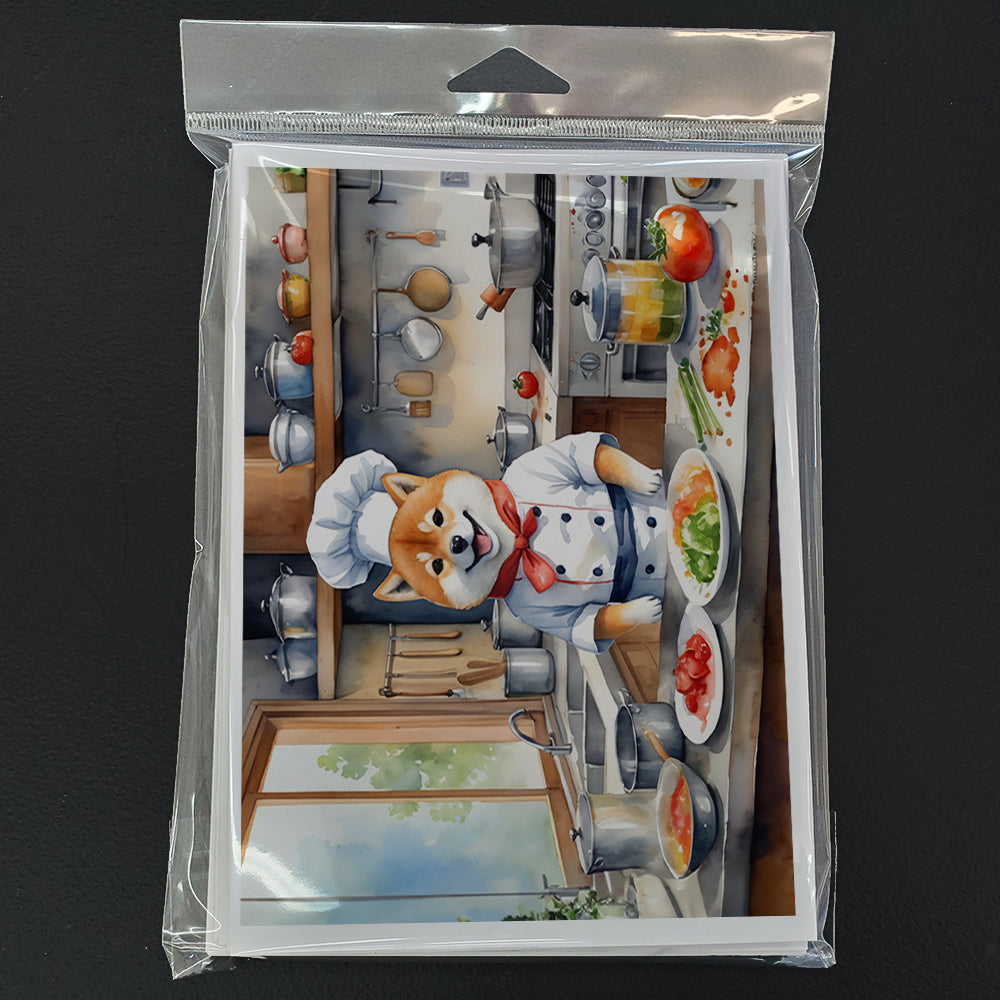 Shiba Inu The Chef Greeting Cards Pack of 8 Blank Cards with Envelopes Whimsical A7 Size 5x7
