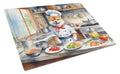 Shiba Inu The Chef Cutting Board Tempered Glass Kitchen Cutting Surface, Heat Resistant Chopping, Non-Slip Feet, Food Prep & Serving
