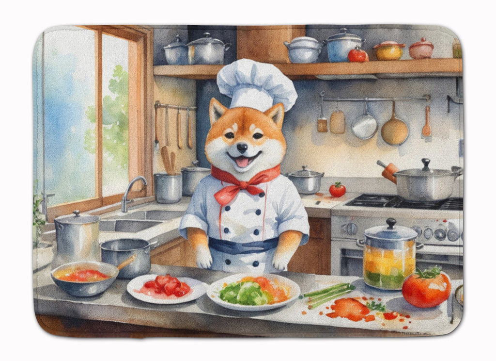 Shiba Inu The Chef Memory Foam Kitchen Mat Machine Washable Anti-Fatigue Cushion Comfort Bath or Kitchen Rug