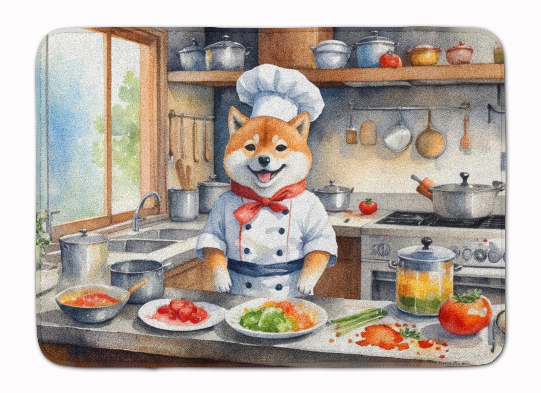 Shiba Inu The Chef Memory Foam Kitchen Mat Machine Washable Anti-Fatigue Cushion Comfort Bath or Kitchen Rug