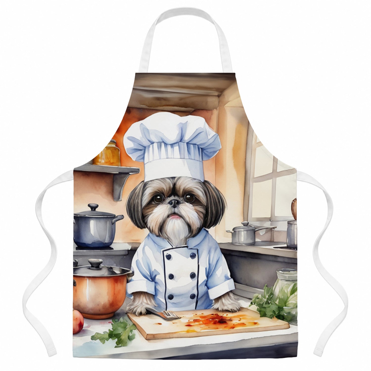 Shih Tzu The Chef Apron Cooking Kitchen Server Baking Crafts Gardening for Adult Women Men, Unisex, Large, Multicolor
