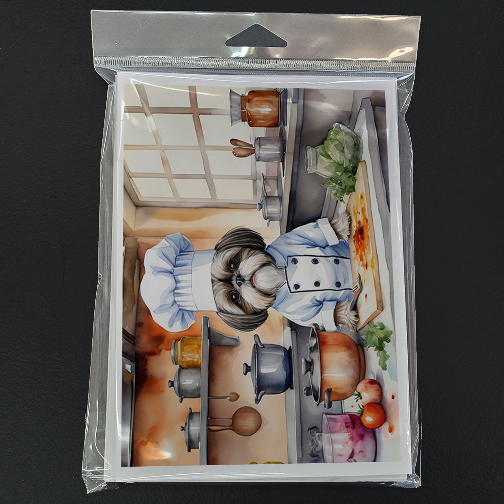 Shih Tzu The Chef Greeting Cards Pack of 8 Blank Cards with Envelopes Whimsical A7 Size 5x7