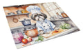 Shih Tzu The Chef Cutting Board Tempered Glass Kitchen Cutting Surface, Heat Resistant Chopping, Non-Slip Feet, Food Prep & Serving