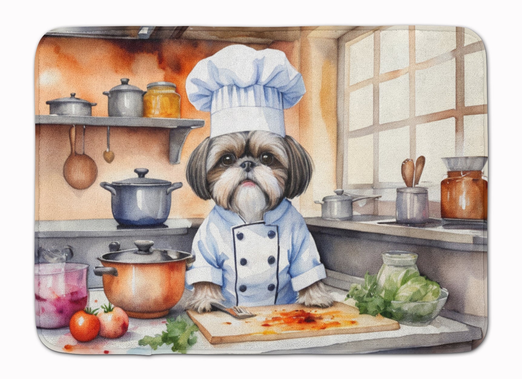 Shih Tzu The Chef Memory Foam Kitchen Mat Machine Washable Anti-Fatigue Cushion Comfort Bath or Kitchen Rug