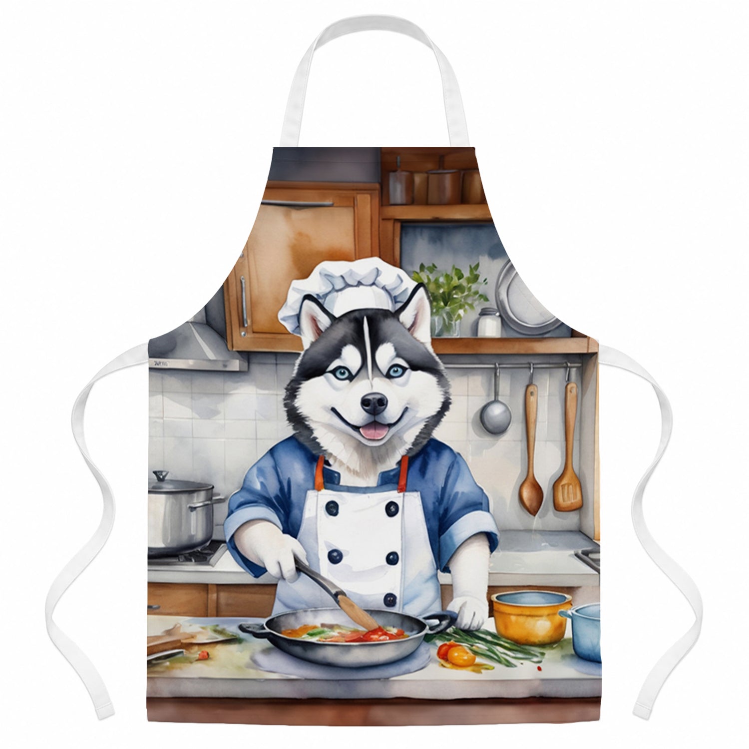 Siberian Husky The Chef Apron Cooking Kitchen Server Baking Crafts Gardening for Adult Women Men, Unisex, Large, Multicolor