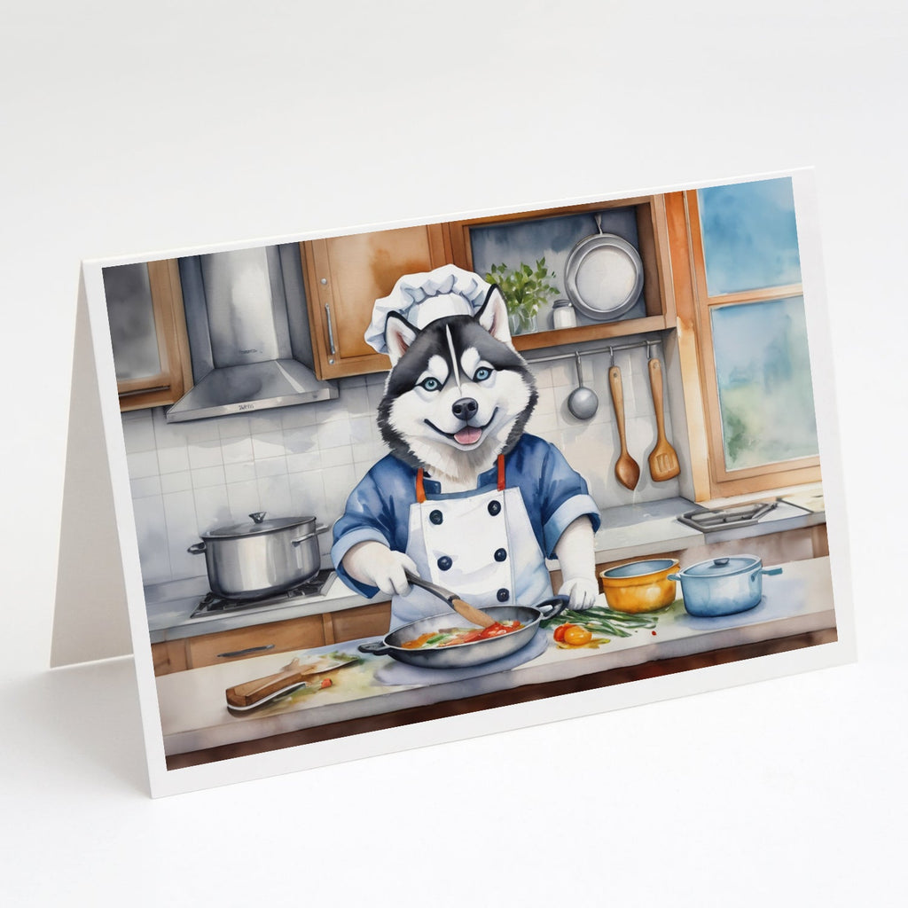 Siberian Husky The Chef Greeting Cards Pack of 8 Blank Cards with Envelopes Whimsical A7 Size 5x7