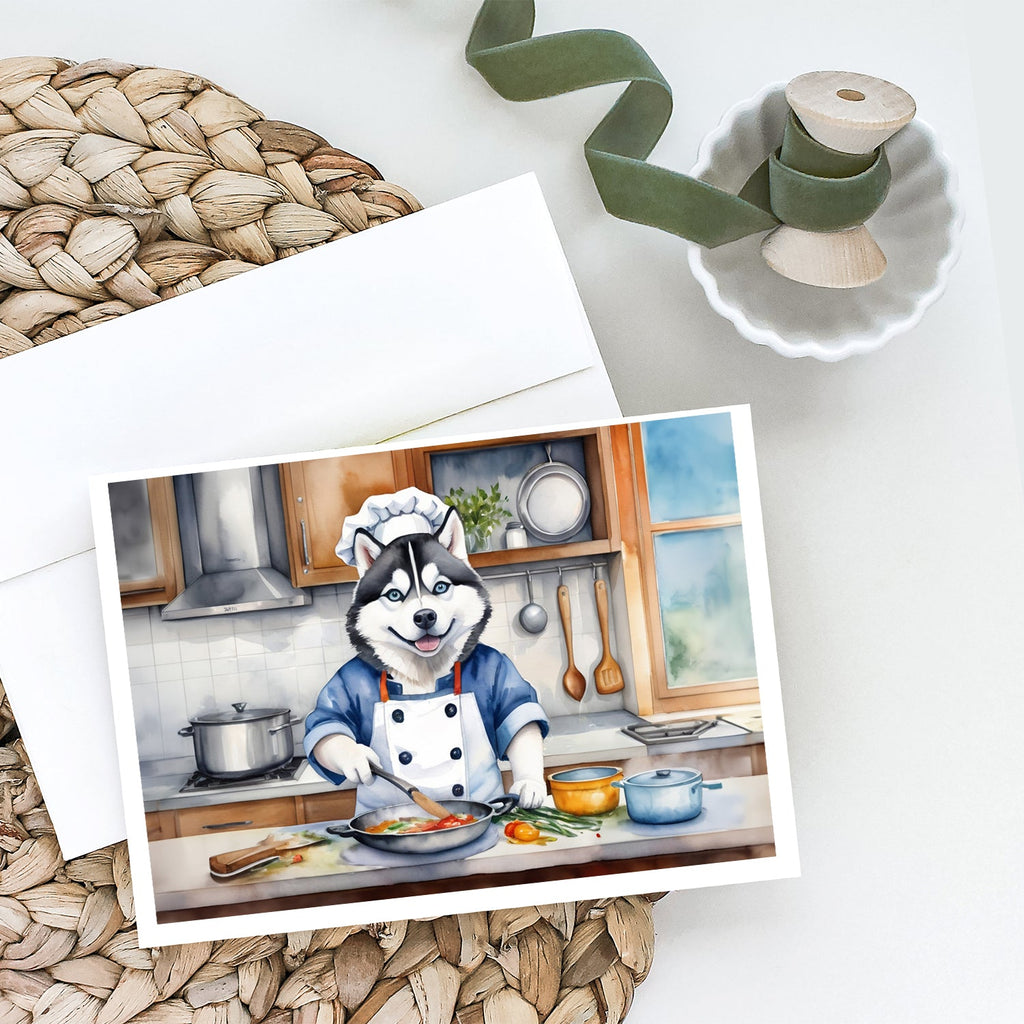 Siberian Husky The Chef Greeting Cards Pack of 8 Blank Cards with Envelopes Whimsical A7 Size 5x7