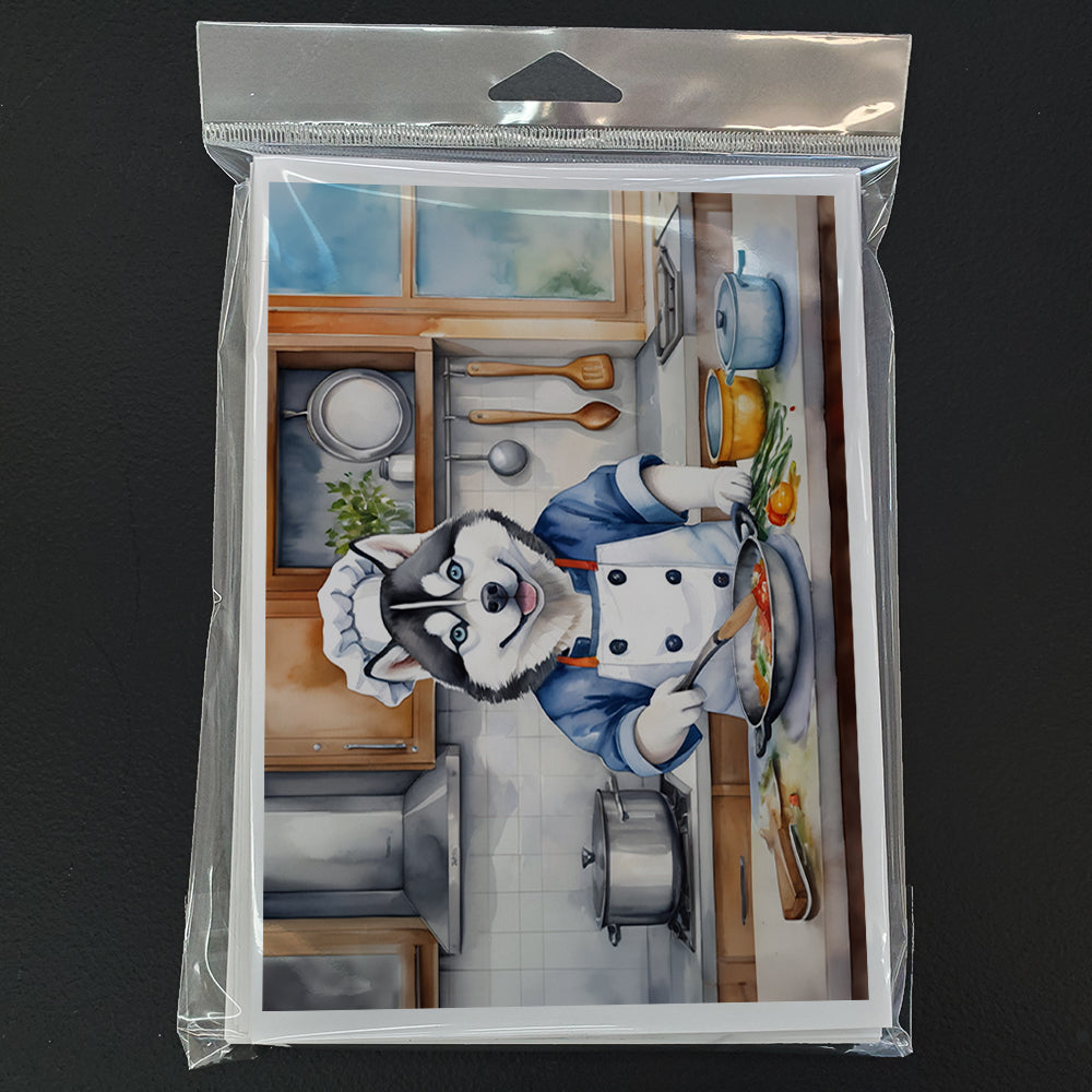 Siberian Husky The Chef Greeting Cards Pack of 8 Blank Cards with Envelopes Whimsical A7 Size 5x7