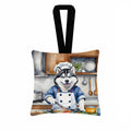 Siberian Husky The Chef Hanging Square Fabric Ornament 3.5 × 3.5 Decorative Door-Knob & Tree Hanger, Soft Fabric