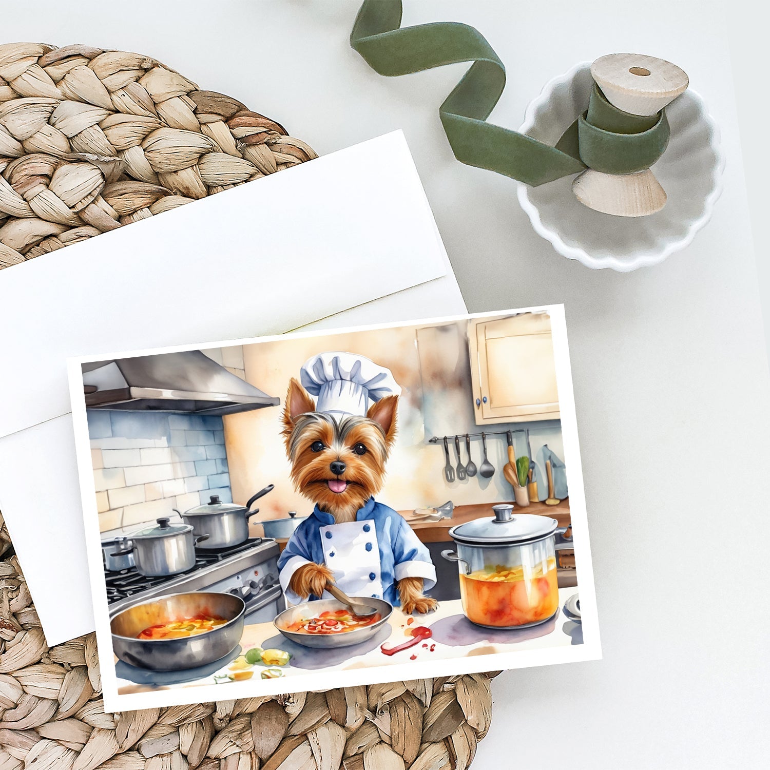 Silky Terrier The Chef Greeting Cards Pack of 8 Blank Cards with Envelopes Whimsical A7 Size 5x7