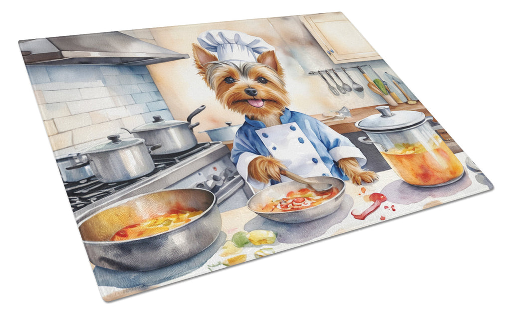 Silky Terrier The Chef Cutting Board Tempered Glass Kitchen Cutting Surface, Heat Resistant Chopping, Non-Slip Feet, Food Prep & Serving