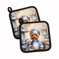 Silky Terrier The Chef Pot Holder Set of 2 Heat Resistant Quilted Hot Pads 7.5 x 7.5 Inch, Insulated Kitchen Trivets for Cooking & Baking