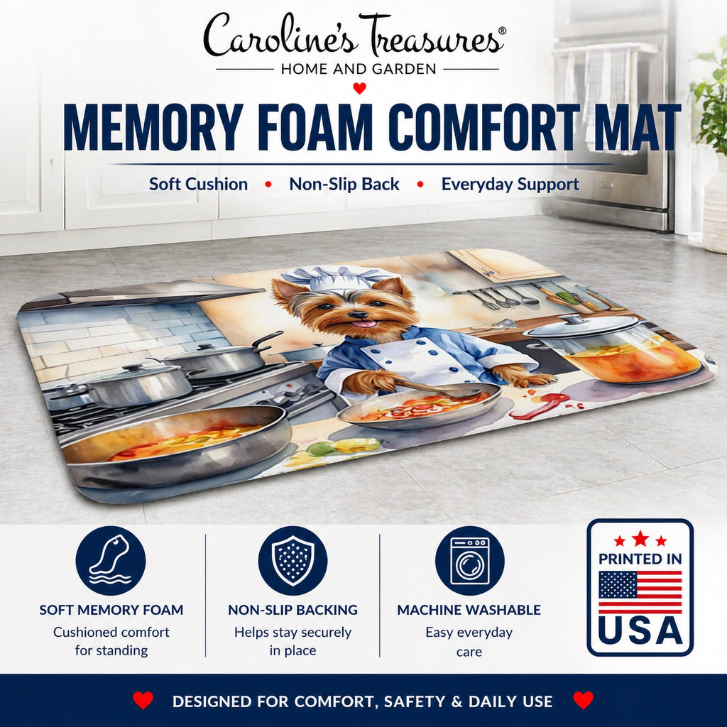 Silky Terrier The Chef Memory Foam Kitchen Mat Machine Washable Anti-Fatigue Cushion Comfort Bath or Kitchen Rug