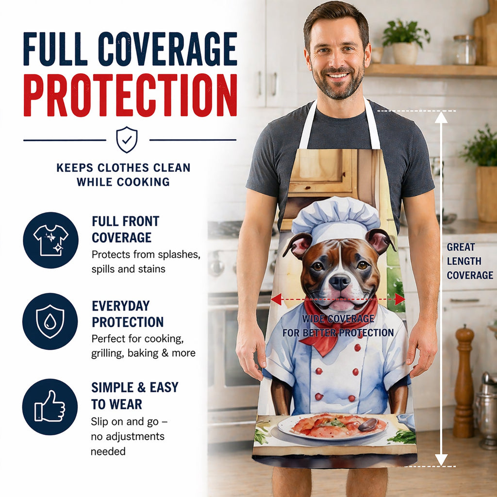 Staffordshire Bull Terrier The Chef Apron Cooking Kitchen Server Baking Crafts Gardening for Adult Women Men, Unisex, Large, Multicolor