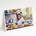 Staffordshire Bull Terrier The Chef Greeting Cards Pack of 8 Blank Cards with Envelopes Whimsical A7 Size 5x7