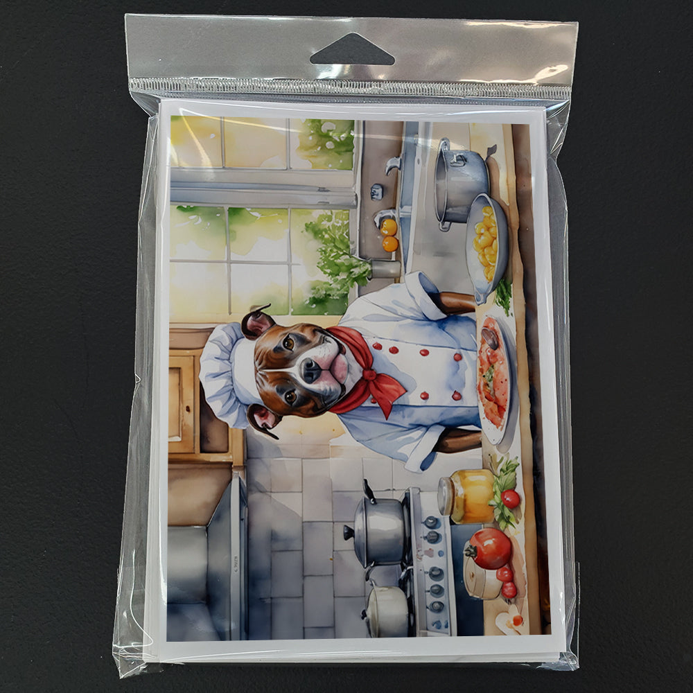 Staffordshire Bull Terrier The Chef Greeting Cards Pack of 8 Blank Cards with Envelopes Whimsical A7 Size 5x7
