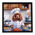 Sussex Spaniel The Chef Framed Metal Print Bathroom, Kitchen, Office, Home Decor Wall Art Ready to Hang, Square, 8X8