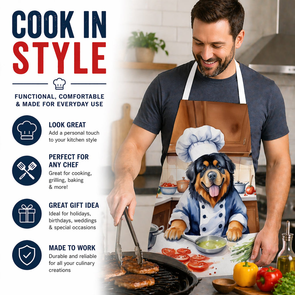 Tibetan Mastiff The Chef Apron Cooking Kitchen Server Baking Crafts Gardening for Adult Women Men, Unisex, Large, Multicolor