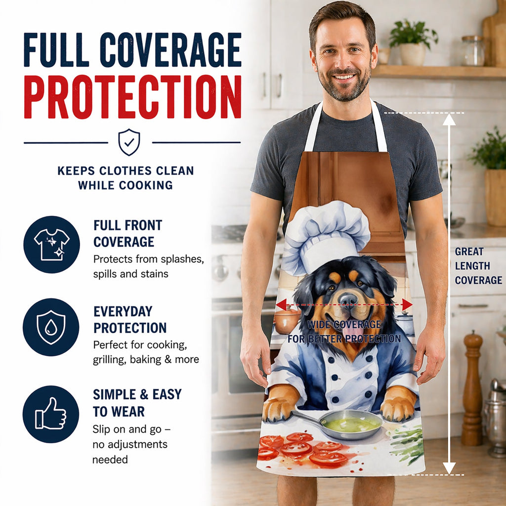 Tibetan Mastiff The Chef Apron Cooking Kitchen Server Baking Crafts Gardening for Adult Women Men, Unisex, Large, Multicolor