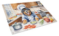 Tibetan Mastiff The Chef Cutting Board Tempered Glass Kitchen Cutting Surface, Heat Resistant Chopping, Non-Slip Feet, Food Prep & Serving