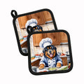 Tibetan Mastiff The Chef Pot Holder Set of 2 Heat Resistant Quilted Hot Pads 7.5 x 7.5 Inch, Insulated Kitchen Trivets for Cooking & Baking