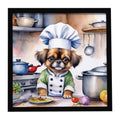 Tibetan Spaniel The Chef Framed Metal Print Bathroom, Kitchen, Office, Home Decor Wall Art Ready to Hang, Square, 8X8