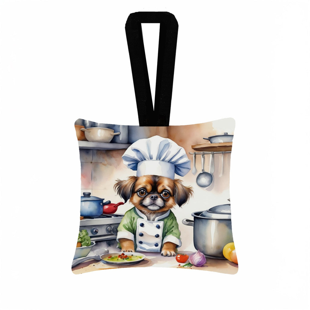 Tibetan Spaniel The Chef Hanging Square Fabric Ornament 3.5 × 3.5 Decorative Door-Knob & Tree Hanger, Soft Fabric