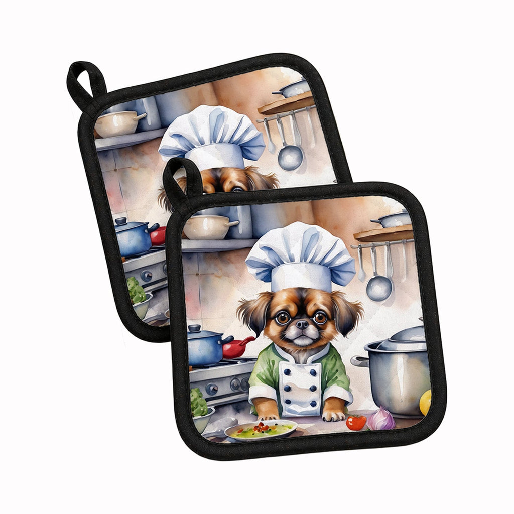 Tibetan Spaniel The Chef Pot Holder Set of 2 Heat Resistant Quilted Hot Pads 7.5 x 7.5 Inch, Insulated Kitchen Trivets for Cooking & Baking