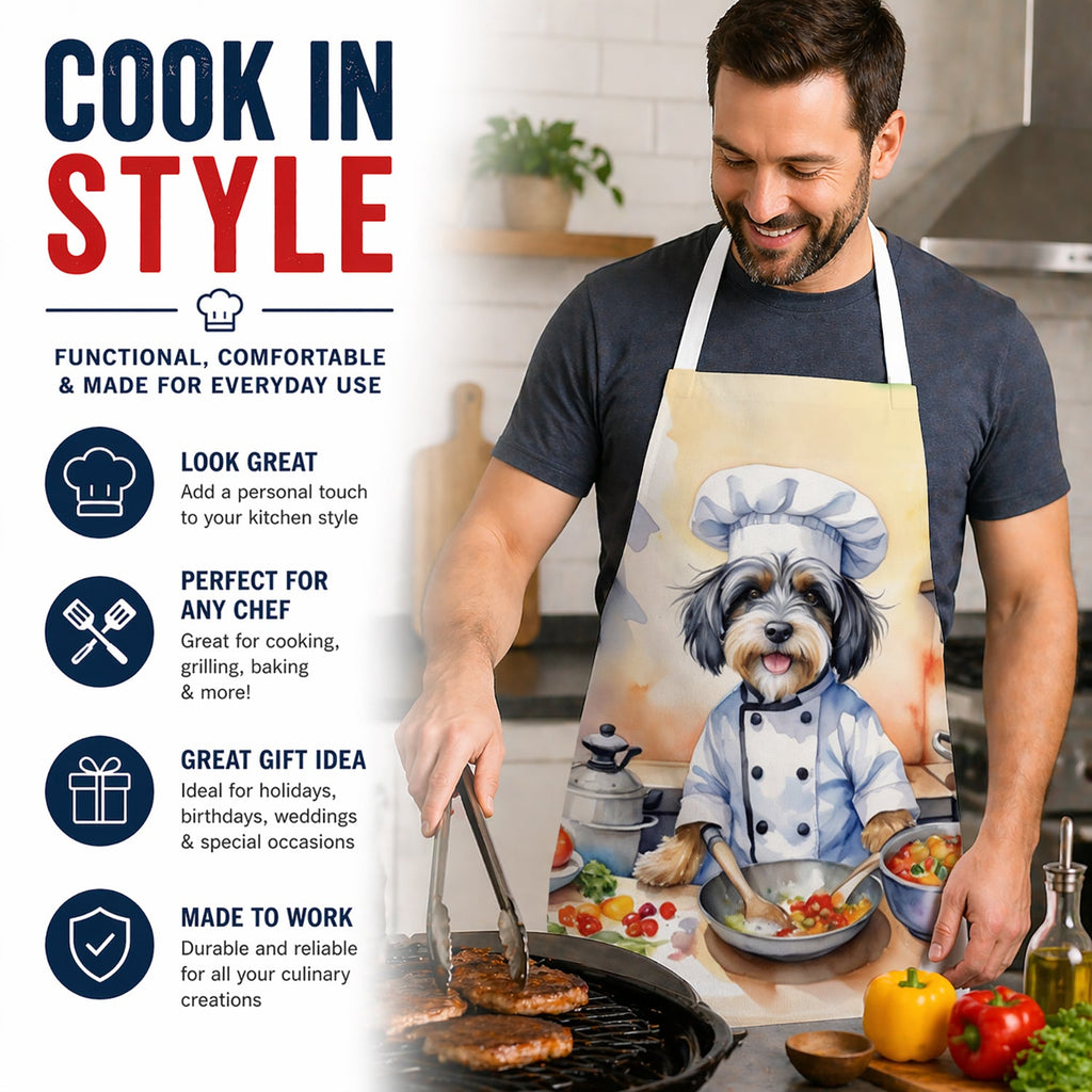 Tibetan Terrier The Chef Apron Cooking Kitchen Server Baking Crafts Gardening for Adult Women Men, Unisex, Large, Multicolor