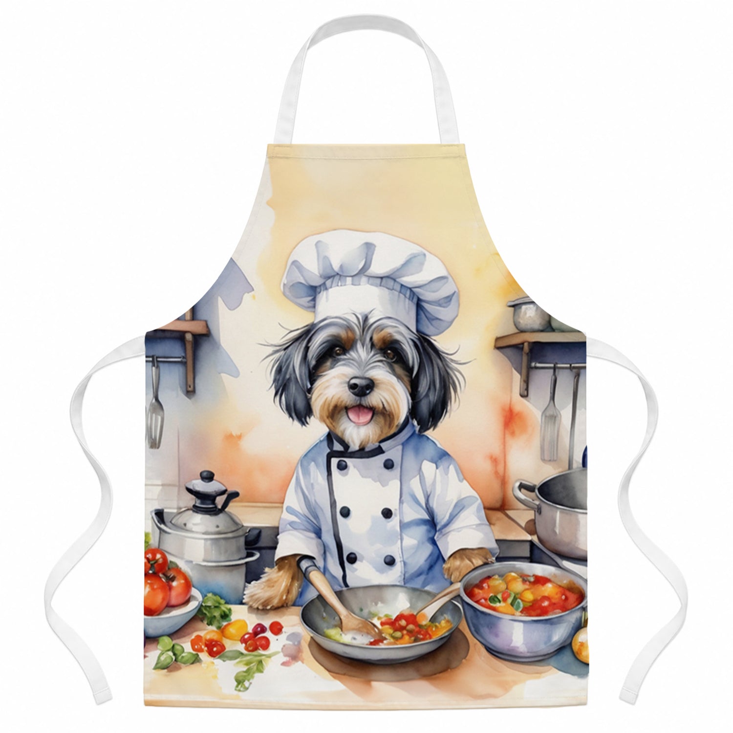 Tibetan Terrier The Chef Apron Cooking Kitchen Server Baking Crafts Gardening for Adult Women Men, Unisex, Large, Multicolor