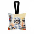 Tibetan Terrier The Chef Hanging Square Fabric Ornament 3.5 × 3.5 Decorative Door-Knob & Tree Hanger, Soft Fabric