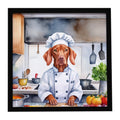 Vizsla The Chef Framed Metal Print Bathroom, Kitchen, Office, Home Decor Wall Art Ready to Hang, Square, 8X8