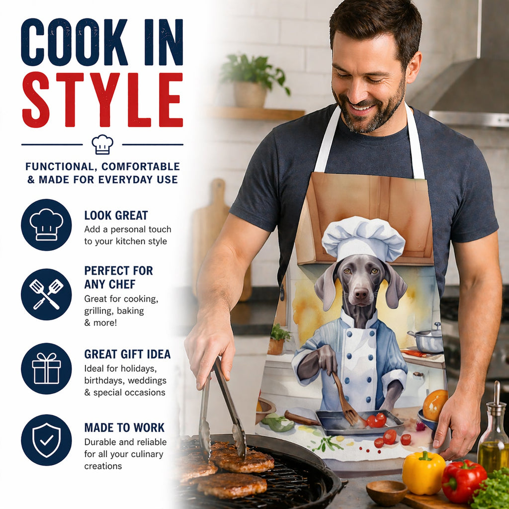 Weimaraner The Chef Apron Cooking Kitchen Server Baking Crafts Gardening for Adult Women Men, Unisex, Large, Multicolor