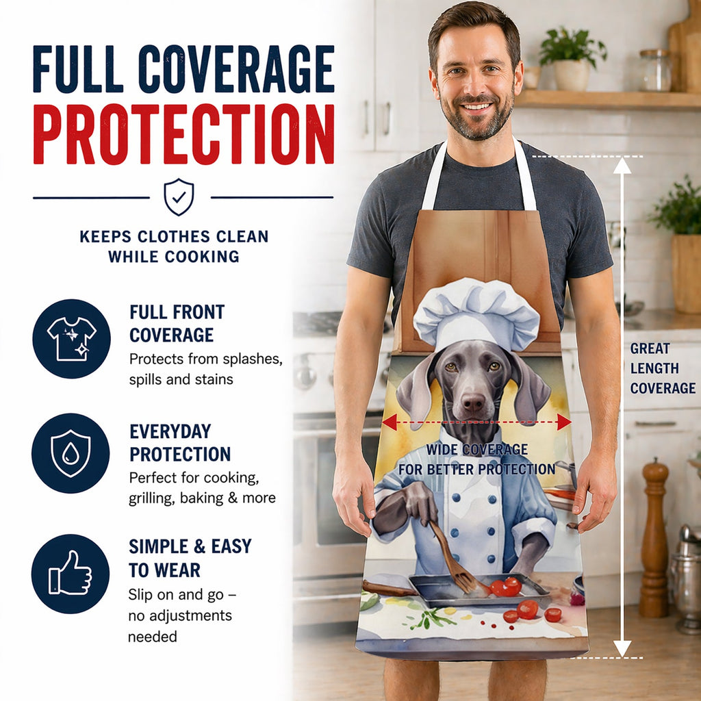 Weimaraner The Chef Apron Cooking Kitchen Server Baking Crafts Gardening for Adult Women Men, Unisex, Large, Multicolor