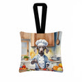 Weimaraner The Chef Hanging Square Fabric Ornament 3.5 × 3.5 Decorative Door-Knob & Tree Hanger, Soft Fabric