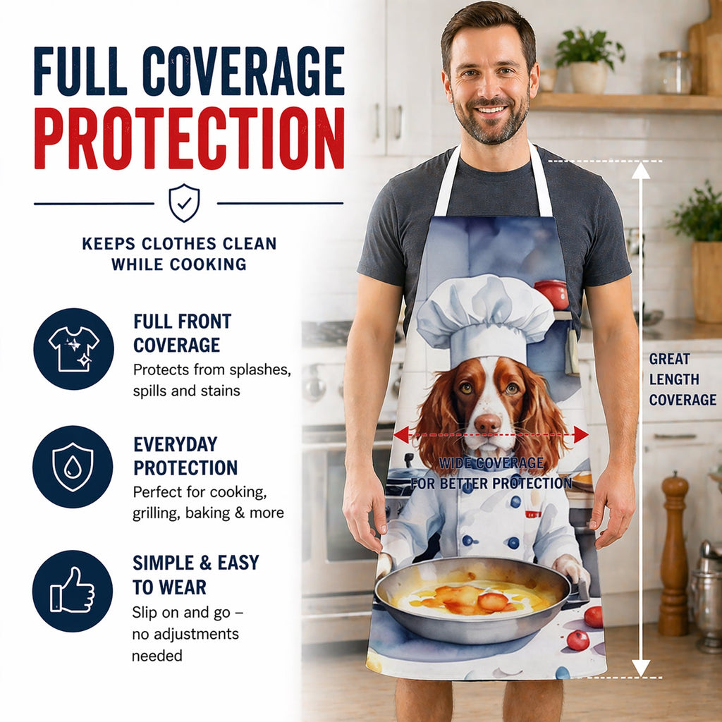Welsh Springer Spaniel The Chef Apron Cooking Kitchen Server Baking Crafts Gardening for Adult Women Men, Unisex, Large, Multicolor