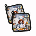 Welsh Springer Spaniel The Chef Pot Holder Set of 2 Heat Resistant Quilted Hot Pads 7.5 x 7.5 Inch, Insulated Kitchen Trivets for Cooking & Baking