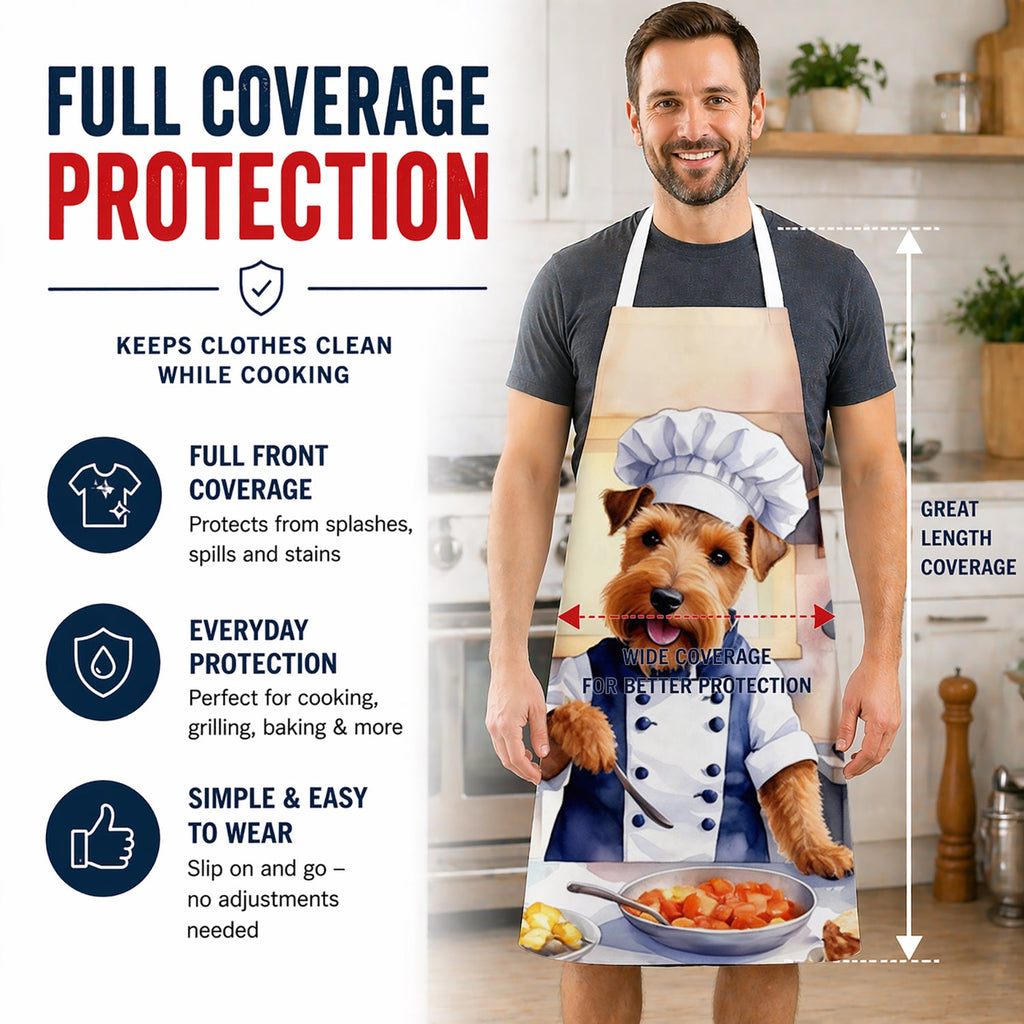 Welsh Terrier The Chef Apron Cooking Kitchen Server Baking Crafts Gardening for Adult Women Men, Unisex, Large, Multicolor