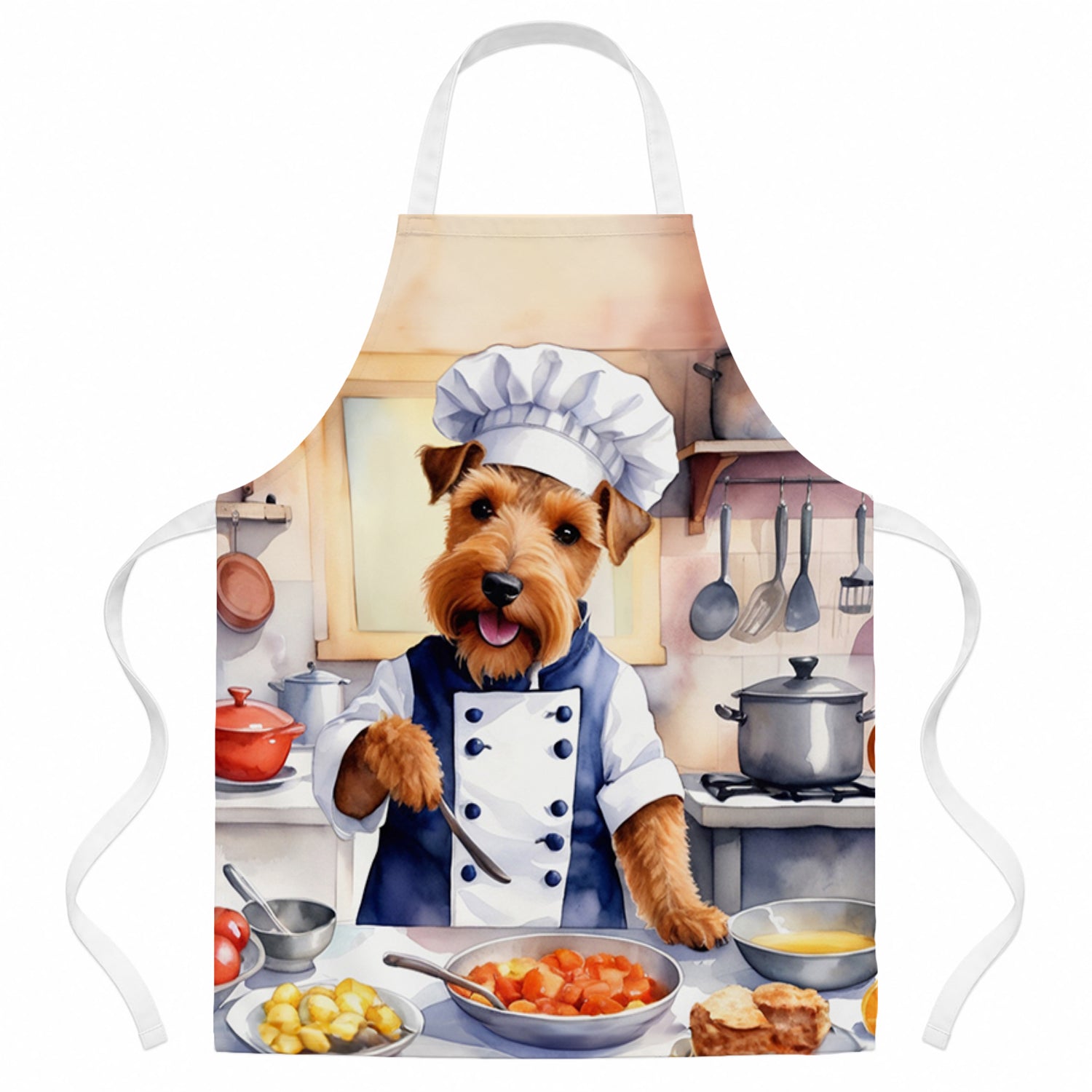 Welsh Terrier The Chef Apron Cooking Kitchen Server Baking Crafts Gardening for Adult Women Men, Unisex, Large, Multicolor