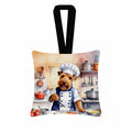 Welsh Terrier The Chef Hanging Square Fabric Ornament 3.5 × 3.5 Decorative Door-Knob & Tree Hanger, Soft Fabric