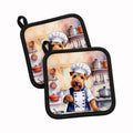 Welsh Terrier The Chef Pot Holder Set of 2 Heat Resistant Quilted Hot Pads 7.5 x 7.5 Inch, Insulated Kitchen Trivets for Cooking & Baking