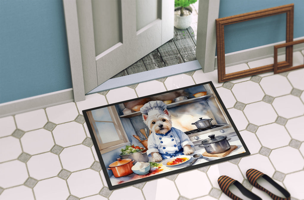 Westie The Chef Doormat Indoor Outdoor 24H X 36W Front Door Mat Rugs for Entryway, Non Slip Washable Low Pile,