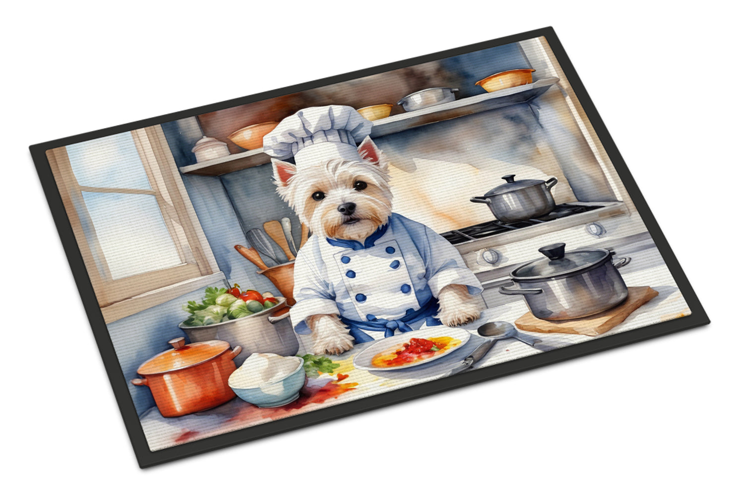 Westie The Chef Doormat Indoor Outdoor 18H X 27W Front Door Mat Rugs for Entryway, Non Slip Washable